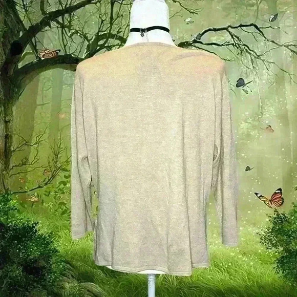 Coquette Beige Floral Embroidered Button Up Sweater By Kathy Ireland - Picture 5 of 7